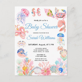 Under havet Watercolor Baby Shower Inbjudan