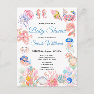 Under havet Watercolor Baby Shower Inbjudan