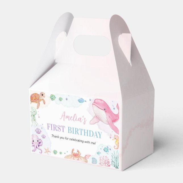 Under Havets dagar födelsedag av havslevande djur Presentaskar (Framsidan Sidan)