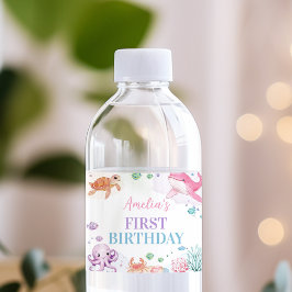 Under Havets dagar födelsedag av havslevande djur Vattenflaskor Etikett