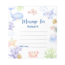 Under havets födelsedag, meddelande om kapsel anteckningsblock