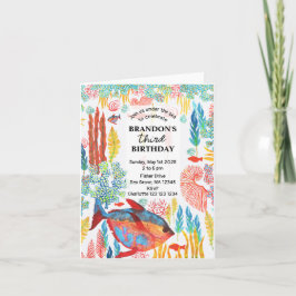 Under Havets havsbotten Djurens vattenfärg Födelse Inbjudan