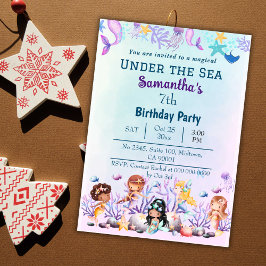 Under havets sjöjungfru födelsedag för söta barn b inbjudningar