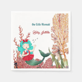 Under Havets Sjöjungfru sjunker korallrevsdagen Pappersservett