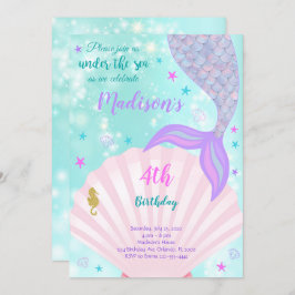 Under Havets Sjöjungfru Svan födelsedag Inbjudningar