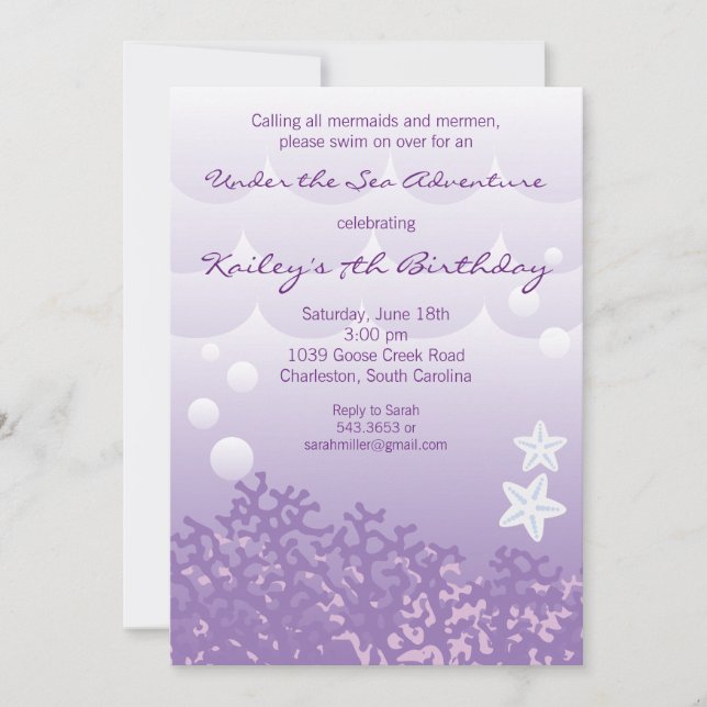 Under havsäventyrfödelsedagsfest inbjudan (Framsida)
