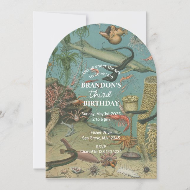 Under Havsbottendag för havslevande djur Inbjudningar (Framsida)