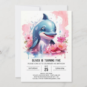 Under Havsdagen Rosa Dolphin Party Inbjudningar