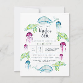 Under Havsdagen | Vattenfärg för havsdjur Inbjudningar