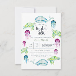 Under Havsdagen | Vattenfärg för havsdjur Inbjudningar