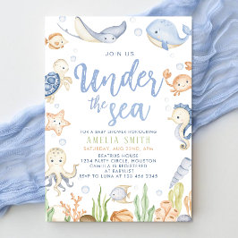 Under havsdjuren: Sea Baby Shower Inbjudningar