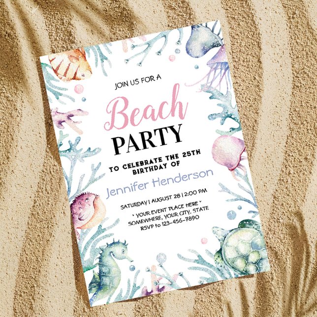 Under Havsdjurens födelsedag Inbjudningar (Skapare uppladdad)