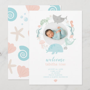 Under Havsfoto Birth Notice of Inbjudningar