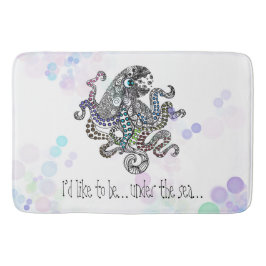 Under havslinjen doodla bläckfisk med bubblor badrumsmatta