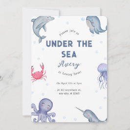Under havsområdet barns födelsedag Party Inbjudningar