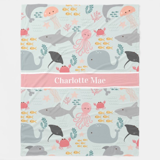 Under havsvännerna Mönster Fleecefilt (Framsidan)