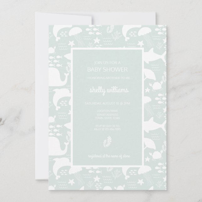 Under havsvännerna Mönster Inbjudningar (Framsida)