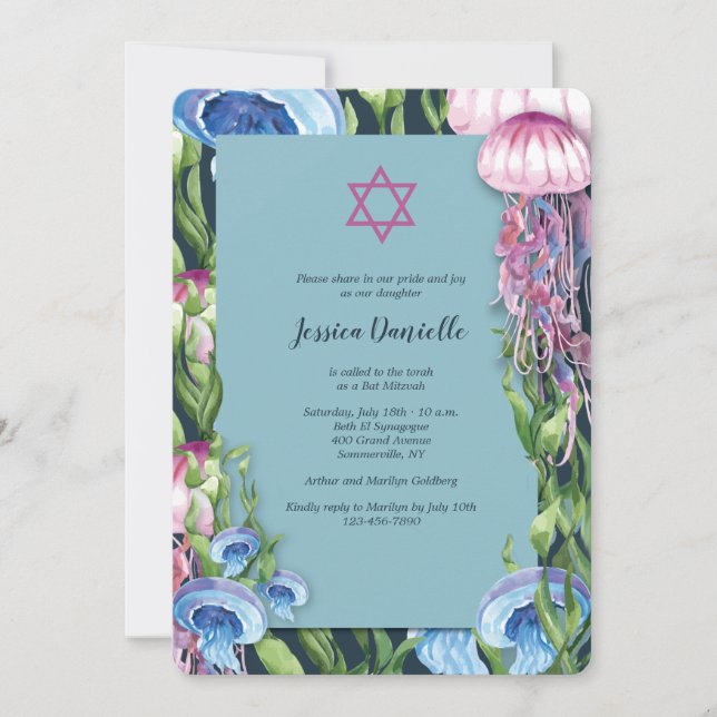 Under havsvattenfärgens Bat mitzvah Inbjudningar (Framsida)
