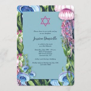 Under havsvattenfärgens Bat mitzvah Inbjudningar