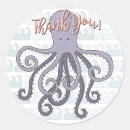 Under havsytan Octopus Stickers Runt Klistermärke