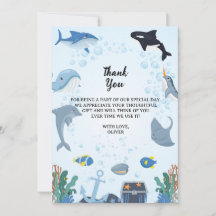 Under inbjudan till Havets födelsedag: tackkort