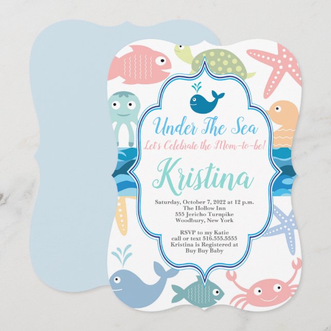 Under inbjudan till Sea Baby Shower (Fram/baksida)