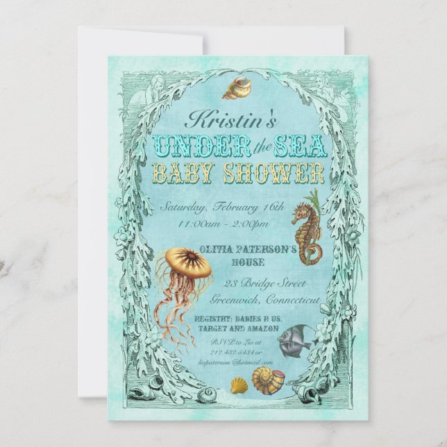 Under inbjudan till Sea Baby Shower - teal (Framsida)