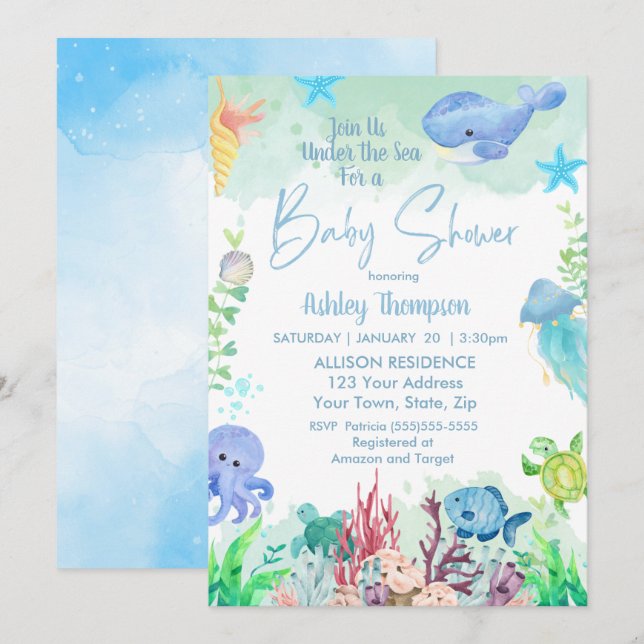Under inbjudan till Sea Boys Baby Shower (Fram/baksida)