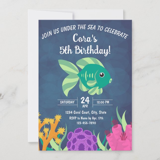 Under inbjudan till Sea Coral Reef Birthday (Framsida)