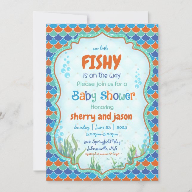 Under inbjudan till Sea Fish Baby Shower (Framsida)