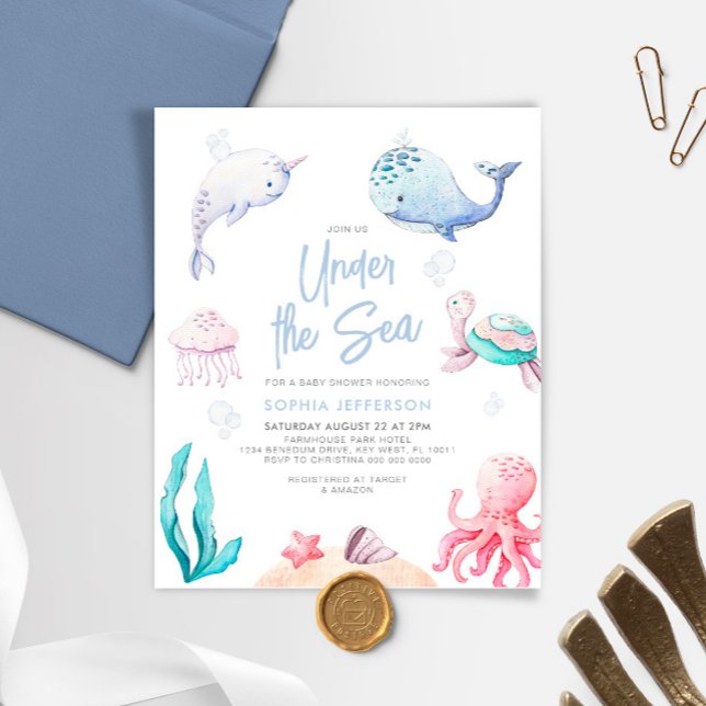 Under inbjudan till Sea Nautical Baby Shower (Skapare uppladdad)