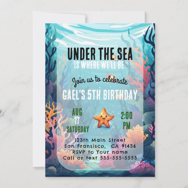 Under inbjudan till Sea Ocean Animal Boy Birthday (Framsida)