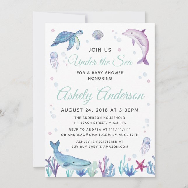 Under inbjudan till Sea Ocean Baby Shower (Framsida)
