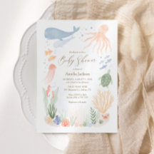 Under inbjudan till Sea Watercolor Baby Shower