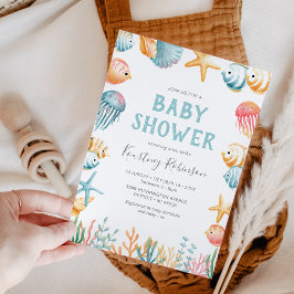 Under inbjudan till Sea Watercolor Baby Shower