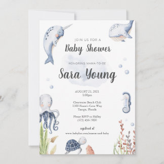 Under inbjudan till Sea Watercolor Baby Shower