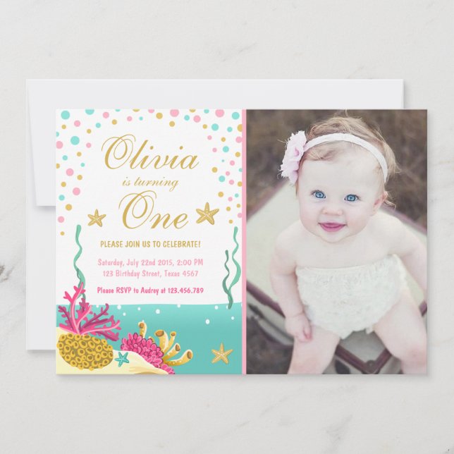 Under inbjudan till sjökorallrev på födelsedagen t (Framsida)