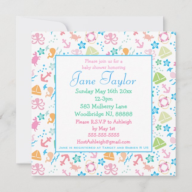 Under inbjudningar till Sea Baby Shower (Framsida)
