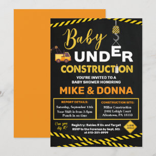 Under konstruktion Baby Shower Inbjudan
