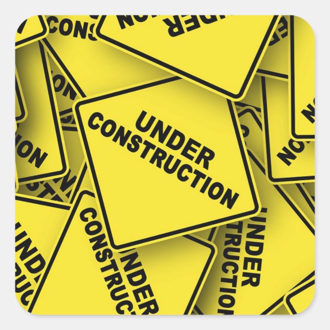 Under konstruktionstecken fyrkantigt klistermärke (Framsida)