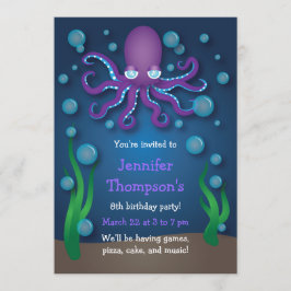 Under Lila av Octopus på födelsedagsinbjudningar Inbjudningar