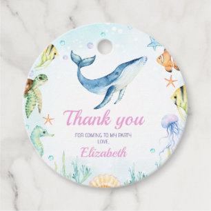 Under Märkrn Sea Birthday Tack Round Gåvor Etiketter