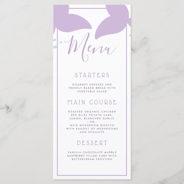 Under menyn för havssjöjungfrufödelsedagsfest meny (Framsida)