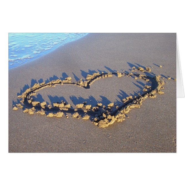 under min paraply/hjärta i sanden hälsningskort (Framsidan Horizontal)