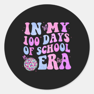 Under mina 100 dagar av skolera Retro Disco 100 da Runt Klistermärke