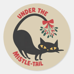 Under Misteln Catmas Retro Midcentury Katt Runt Klistermärke