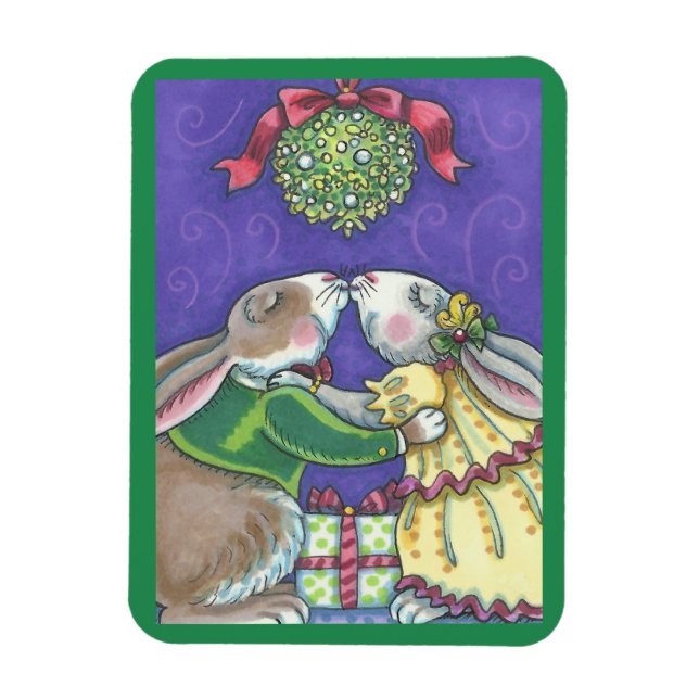 Under Mistletoe CHRISTMAS RABBITS MAGNET (Vertikal)