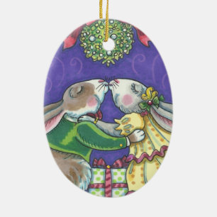 Under Mistletoe CHRISTMAS RABBITS ORNAMENT