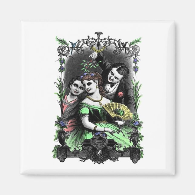 Under Mistletoe | Färgad Vintage Magnet (Framsidan)