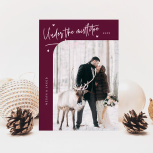 Under Mistletoe Forever Newlyved Photo Cranberry Julkort